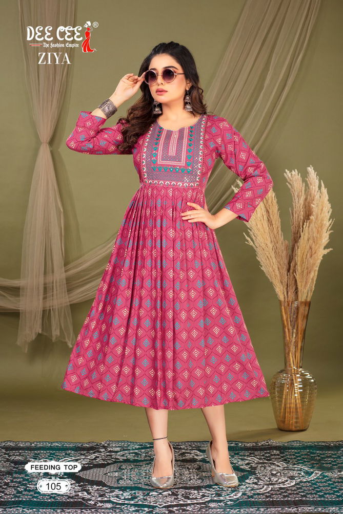 Ziyaa By Deecee Flared Long Rayon Printed Kurtis Wholesalers In Delhi
